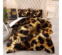 Couette Noir Marron Edredon Polyester Duvet Respirante Couette 2 Personnes Epaisse Legere 4 Saisons Edredon Duvet Lavable Édredon+2 Taies d'oreiller(50x75cm) 203x228cm