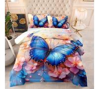 Couette Papillon Jaune Rose Edredon Polyester Couette Epaisse Hiver Respirante Legere Edredon Duvet 4 Saisons Couettes Lavable Duvet Chaude Édredon+2 Taies d'oreiller(50x75cm) 228x228cm