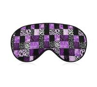 Couette patchwork violette et noire à motif léopard, masque de sommeil, bandeau occultant doux pour les yeux, idéal pour une sieste profonde en voyage.