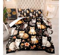 Couette Plante De Chat Noir Edredon Polyester Duvet Respirante Couette 2 Personnes Epaisse Legere 4 Saisons Edredon Duvet Lavable Édredon+2 Taies d'oreiller(50x75cm) 228x228cm