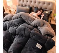 Couette Polaire Double Face Épaisse Et Chaude en Tissu De Velours d'Agneau, Cachemire - Noyau d'Hiver (Dark Gray, 1.5x2.0m 2kg)