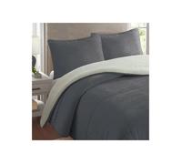 Couette polaire microfibre doublé sherpa 240x260 cm BICOLORE gris, par Soleil d'ocre