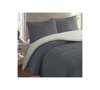 Couette polaire microfibre doublé sherpa 240x260 cm BICOLORE gris, par Soleil d'ocre