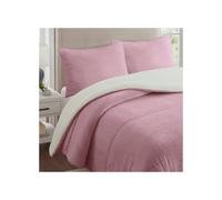 Couette polaire microfibre doublé sherpa 240x260 cm BICOLORE rose, par Soleil d'ocre