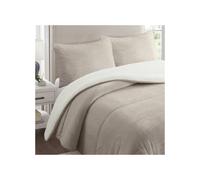 Couette polaire microfibre doublé sherpa 240x260 cm BICOLORE taupe, par Soleil d'ocre