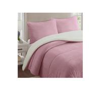 Couette polaire microfibre doublé sherpa 260x260 cm BICOLORE rose, par Soleil d'ocre