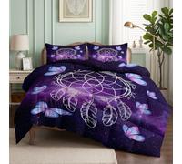 Couette Réversible 140 x 200 cm Animaux Papillons Bleus Édredon 4 Saisons | Rêve Attrape Rêves Couette Imprimée - Hiver et Été Chaude - Lavable Sans Housse - Anti-Allergène Couette d’Hiver en éco-Plume
