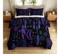 Couette Réversible D'été Légère 240 x 220 cm, 7,5 Tog Couette sans Housse Lavable, Bohème Attrape Rêves - Douce et Confortable, Couverture Respirante, Matelassé d'Été - Néon Plume Étoiles Pois