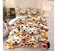 Couette Rose Beige Animal Edredon Polyester Duvet Epaisse Hiver Respirante Legere Couette Ete Édredon 4 Saisons Lavable Chaude Couettes+2 Taies d'oreiller(50x75cm) 228x228cm