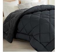 Couette Sherpa en laine : Réversible Eté-Hiver 240 x 260 cm Noir