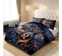 Couette sans Housse 2-en-1 Imprimée Lion Zodiaque 200x200cm