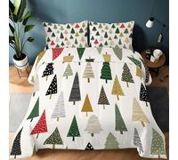 Couette Sapins de Noël Mignons Couverture Super Douce pour 4 Saisons d'oreiller 220 x 240 cm Imprimée Reversible pour Chaude Confortable Douceur extrême Couleur