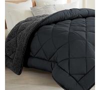 SAMPUR - Couette Sherpa | Sensation Laine et Cosy | Surpiquage Innovant | Réversible été Hiver | Isothermique | Grise | 200 x 200 cm