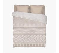Bleu Calin Couette imprimée Chaude Chalet 250g/m2 - Sherpa et Toucher Velours - Utilisation sans Housse - 220x240cm