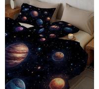 Couette Système Solaire Planètes Imprimée, Légère 4 Saisons Dessin Animé Fantastique Tempérée Microfibre Coloré Lavable Couette avec Taie d'oreiller, pour Adulte Enfant Couettes sans Housse 140x200 cm