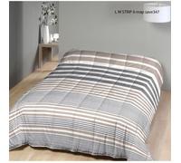 Couette tempérée Bayadère/Uni beige - 1 personne 140x200 - MI SAISON - MORTREUX
