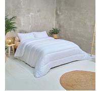 Couette Tempérée Cocooning 220x240 cm Lit 2 places - Enveloppe Ultra Douce - Édredon 350g/m² Fabriqué en France - Blanc - BLEU