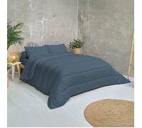 Bleu Calin Couette Tempérée Cocooning 220x240 cm pour Lit 2 Personnes, Édredon 350g/m², Couette Toutes Saisons en Microfibre Ultra Douce, Fabriquée en France, Certifiée Oeko-Tex, Bleu