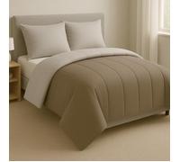 Couette tempérée - MORTREUX - 220 x 240 cm - Microfibre Taupe et Gris - 300g/m² Polyester - 2 personnes
