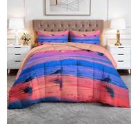 Couette Tout-en-Un 4 Saisons Animaux Mouettes Coucher Soleil Couette Sans Housse Réversible en Microfibre - Matelassage Losanges Anti-Déplacement - Lavable en Machine - 140 x 200 cm, Rose Violet