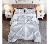 Couette Tout-en-Un 4 Saisons3D Géométrie Polygones TexturesCouette Sans Housse Réversible en Microfibre Douce - Matelassage Losanges Anti-Déplacement - Lavable en Machine - 140 x 200 cm, Troupeau