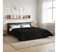 Couette toutes saisons rembourrée, noire, 220 x 260 cm, en microfibre polaire, pour l'été, l'hiver, avec doublure respirante pour une chaleur agréable et un lavage facile