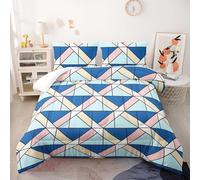 Couette Triangle Bleu Rose Couette Enfant Adultes Polyester Doux Respirable Confort Tout au Long de L'année avec Taie d'oreiller 50x75 cm Lavable Lit 2 Personnes 228x228 cm