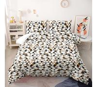 Couette Triangle Brun Gris Couette Enfant Adultes Polyester Doux Respirable Confort Tout au Long de L'année avec Taie d'oreiller 50x75 cm Lavable Lit 2 Personnes 228x228 cm