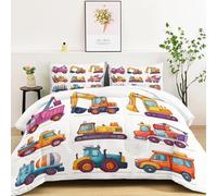 Couette Véhicule de Construction de Dessin animé Amusant Couverture Super Douce pour 4 Saisons d'oreiller 200 x 200 cm Imprimée Reversible pour Chaude Confortable Douceur extrême Couleur