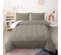Couette Vintage Marron Couette Enfant Adultes Polyester Doux Respirable Confort Tout au Long de L'année avec Taie d'oreiller 50x75 cm Lavable Lit 2 Personnes 228x228 cm