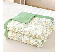 Couettes Fines et Fraîches Couette d'Été Lavable, pour Lit Simple/Double/Canapé/Couverture de Sieste/Couette de Dortoir Étudiant/Nuits Chaudes, Coton Intérieur Extérieur,Vert,150X200cm