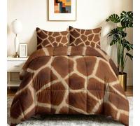 Couettes Imprimée 4 Saisons 140x200 cm - Vintage Texturé Imprimé animal Marron châtain Réversible Couettes sans Housse Microfibre Parure de Lit, Chaude Couette Matelassée pour 2 Personnes, Lavable
