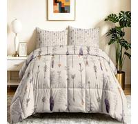 Couettes Imprimée 4 Saisons 200x200 cm - Style Tribal Bohème Géométrique Crème Réversible Couettes sans Housse Microfibre Parure de Lit, Chaude Couette Matelassée pour 2 Personnes, Lavable