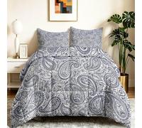 Couettes Imprimée Motif Cachemire Fleurs Totem 200 x 200 cm 4 Saisons pour 2 Personnes, Couette Réversible sans Housse Plaid Élégant Classique Edredon avec 2 Taies d'oreiller - Lavable en Machine