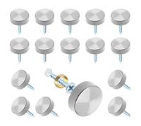 Coufce Lot de 20 cache-vis, 16 mm de diamètre pour vis de miroir décoratifs, clous en acier inoxydable, support de panneau publicitaire, clous de fixation (argent)
