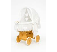 Couffin Amelia en osier avec capuche pliable - Lin naturel et blanc