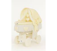 Couffin Amelia en osier avec capuche pliable - Linge de lit blanc et crème