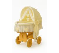 Couffin Amelia en osier avec capuche pliable - Linge de lit naturel et crème
