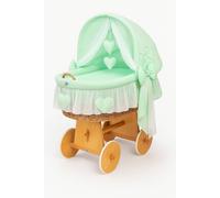 Couffin Amelia en osier avec capuche pliable - Linge de lit naturel et menthe