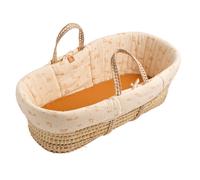 Couffin bébé en fibres naturelles avec habillage tissu beige/marron TU