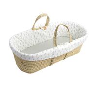 Couffin bébé en fibres naturelles avec habillage tissu blanc/vert TU