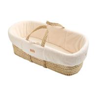 Couffin Bébé En Fibres Naturelles Avec Habillage Tissu Ecru