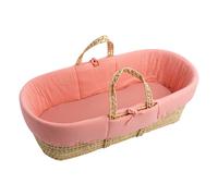 Couffin bébé en fibres naturelles avec habillage tissu rose TU