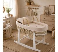 Couffin Bébé Matelassé Avec Support En Bois Rose/blanc TU