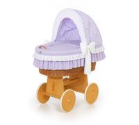 Couffin Bellamy en osier avec capuche pliable - Linge de lit naturel et violet