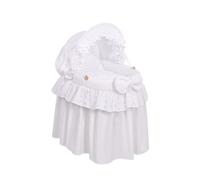 Couffin blanc AURORA pour poupées, avec capuche et dentelle brodée