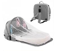 Couffin de lit pour bébé, couffin de voyage, portable et pliable pour voyage - Style sac à dos gris avec filet, pare-soleil et support à jouets amovible, lit co-couchette pour un usage quotidien