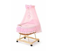 Couffin Moïse avec baldaquin - Ours en peluche avec nœud rose