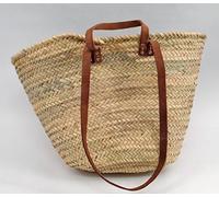 Couffin en palmier naturel poignées et bandoulières cuir