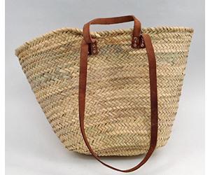 Couffin en palmier naturel poignées et bandoulières cuir